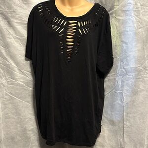 Torrid Black Cutout Short Sleeve Top